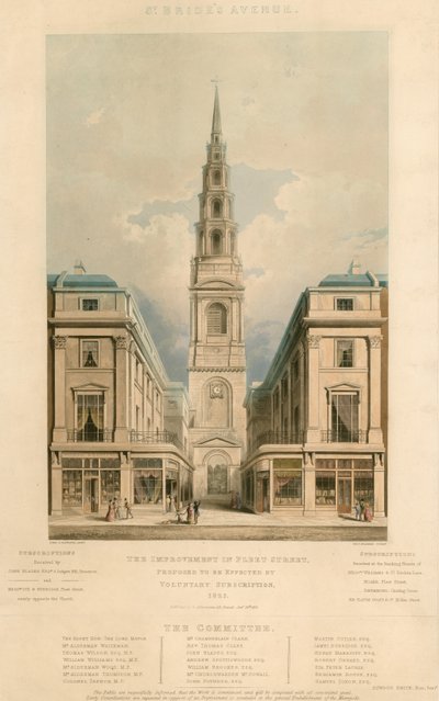 St Brides Avenue; La mejora en Fleet Street, Londres, propuesta para ser efectuada por suscripción voluntaria, 1825 de English School