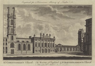Iglesia de San Cristóbal, el Banco de Inglaterra y la Iglesia de San Bartolomé, Threadneedle Street de English School