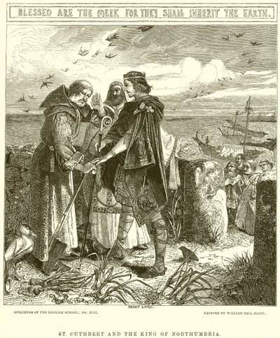 San Cuthbert y el rey de Northumbria de English School
