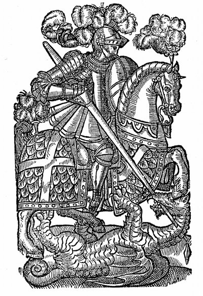 San Jorge (m. c303), el Caballero de la Cruz Roja, matando al Dragón de English School