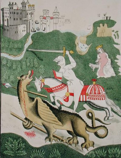 San Jorge con el Dragón, desde la Capilla de la Trinidad en Stratford Upon Avon, Warwickshire de English School