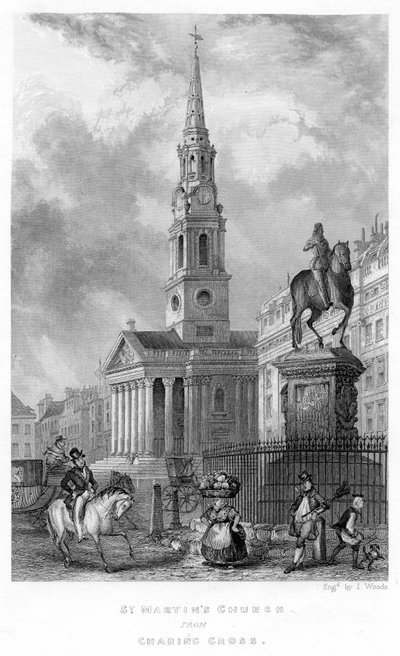 Iglesia de St. Martins desde Charing Cross, 1837 de English School