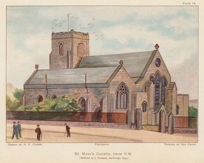 Iglesia de Santa María, Scarborough (litografía en color) de English School