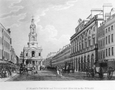 Iglesia de Santa María y Somerset House en el Strand, 1796 de English School