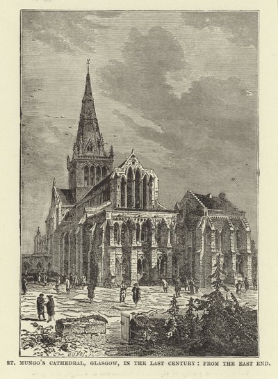 Catedral de St Mungo, Glasgow, en el siglo pasado, desde el extremo este de English School