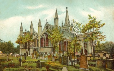 Iglesia de San Nicolás, Great Yarmouth (litografía en color) de English School