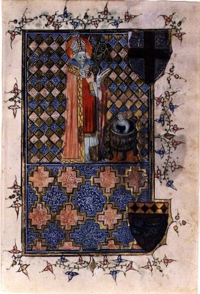 San Nicolás reviviendo a un joven, de un libro de horas, c.1400-40 de English School
