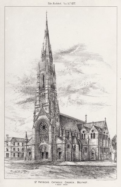 Iglesia católica de San Patricio, Belfast (grabado) de English School