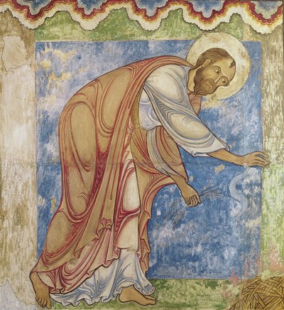 San Pablo y la víbora, en la capilla de San Anselmo, c.1180 (mural) de English School
