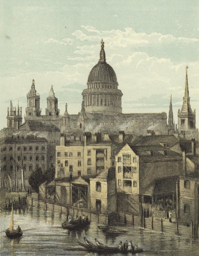 Catedral de San Pablo, Vista del Frente Sur desde el Puente de Southwark de English School