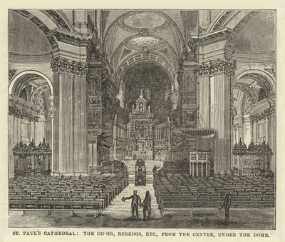 Catedral de St Pauls, el Coro, Retablo, etc., desde el Centro, bajo la Cúpula de English School