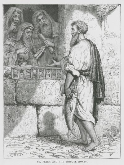 San Pedro y el dinero del tributo (grabado) de English School