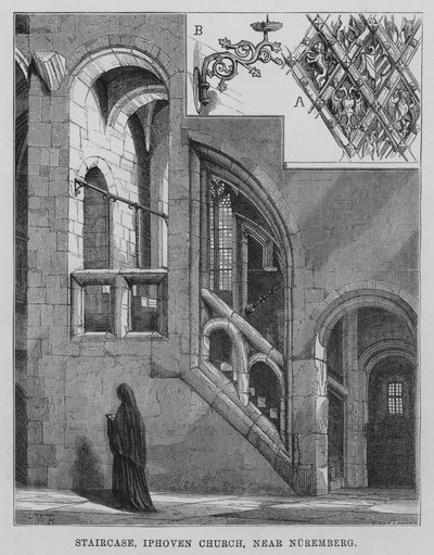 Escalera, Iglesia de Iphoven, cerca de Nuremberg (grabado) de English School