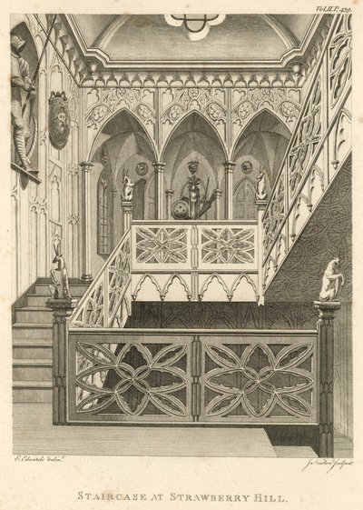 Escalera en Strawberry Hill, Twickenham, Londres de English School