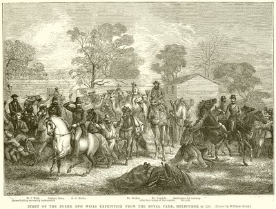 Inicio de la expedición de Burke y Wills desde el Royal Park, Melbourne de English School