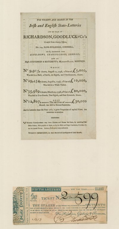 Lotería estatal, 1812 de English School