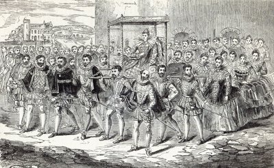 Progreso estatal de la Reina Isabel, ilustración de 