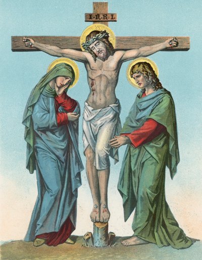 Estación XII Cristo es exaltado en la cruz y muere de English School