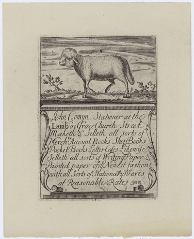 Tarjeta comercial de papelería, John Comyn de English School