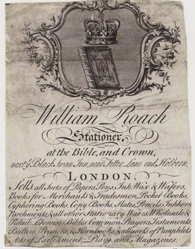 Tarjeta comercial de papelería, William Roach de English School