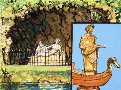 Estatua junto a un río de English School