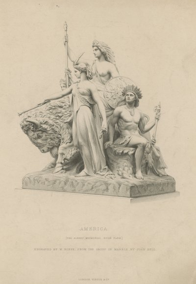 Estatua que representa América que adorna el Albert Memorial de English School
