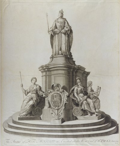Estatua de la Reina Ana (1665-1714), publicada en 1713 de English School