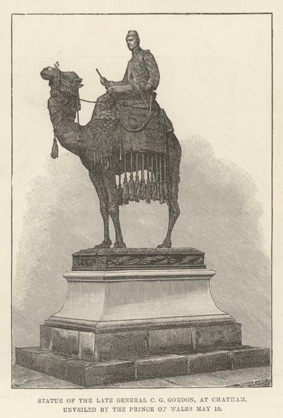 Estatua del difunto General C G Gordon, en Chatham, develada por el Príncipe de Gales de English School