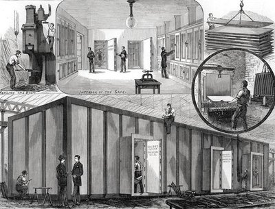 Sala fuerte de acero, para el Banco Nacional de Escocia, Edimburgo, fabricada por Messrs. Chubb and Son de English School
