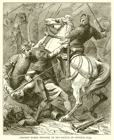 Esteban tomado Prisionero en la Batalla de Lincoln, 1139 de English School