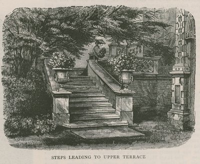 Escaleras que conducen a la terraza superior, Holland House de English School