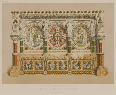 Retablo de piedra y mármol de Earp, Londres (cromolito) de English School