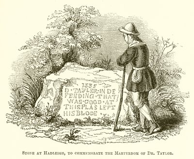 Piedra en Hadleigh para conmemorar el martirio del Dr. Taylor de English School