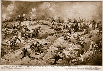 Asalto al reducto Schwaben: rendición de la línea del frente alemana mientras los británicos barrían la cumbre, 1914-19 de English School