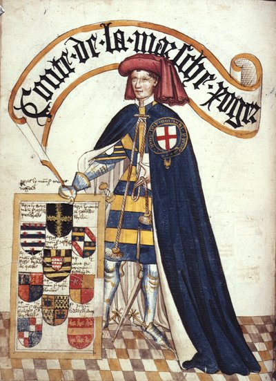 Stowe 594 fol.15v Roger Mortimer (1328-1360) 2º Conde de March con túnicas de liga, de 
