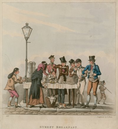 Desayuno en la calle; caricatura de English School