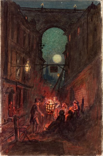 Street Scene, Newcastle upon Tyne (acuarela sobre papel) de English School