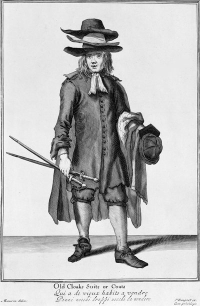 Vendedor ambulante vendiendo capas, trajes y abrigos viejos, 1666 de English School