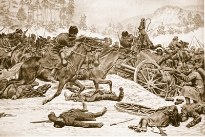 Lucha obstinada en las alturas llevada a cabo por los rusos al sur de Dukla en los Cárpatos, 1914-19 de English School