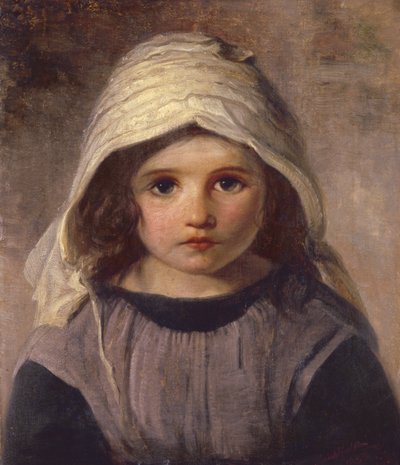Estudio de una niña con un sombrero, 1890 de English School