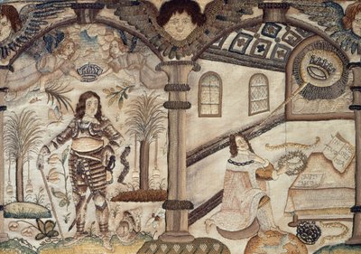 Bordado en relieve que representa a Carlos I de English School