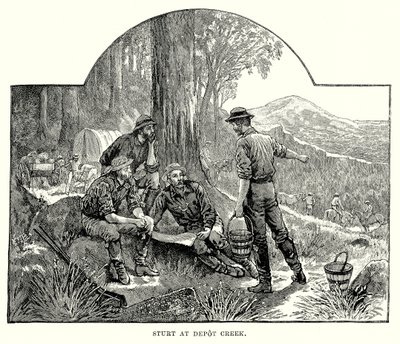 Sturt en Depot Creek (grabado) de English School