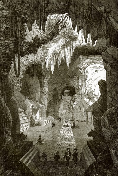 Templo budista subterráneo en las rocas de mármol cerca de Touraine, en Cochinchina de English School