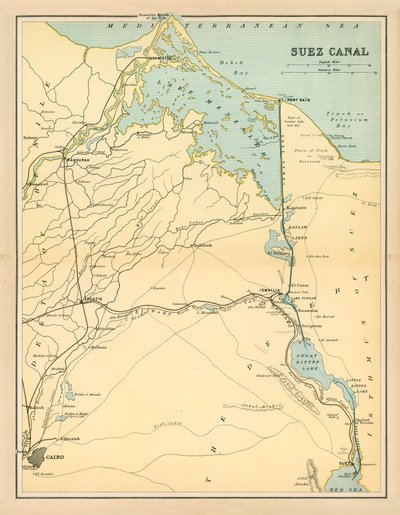 Canal de Suez (litografía en color) de English School