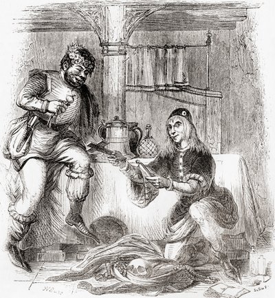Sumpnour y Pardoner, de Old England: A Pictorial Museum, pub. 1847 de English School