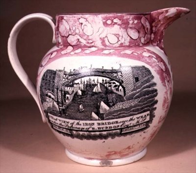 Jarra de Sunderland Ware, transferida, principios del siglo XIX de English School