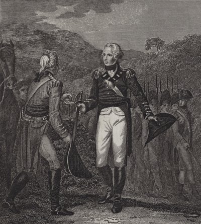 Rendición del ejército del General Burgoyne en Saratoga, 1777 de English School