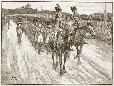 Rendición de Lord Cornwallis, York Town, 1781, ilustración de Cassells Illustrated History of England de English School