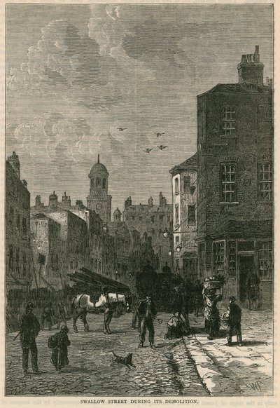 Swallow Street, Londres, durante su demolición de English School