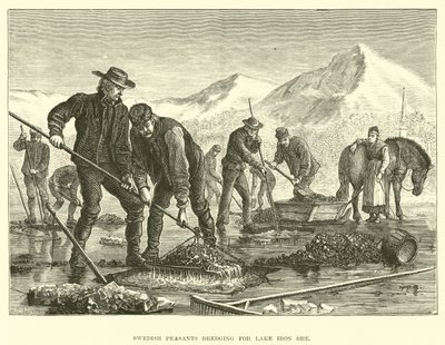 Campesinos suecos dragando mineral de hierro del lago de English School